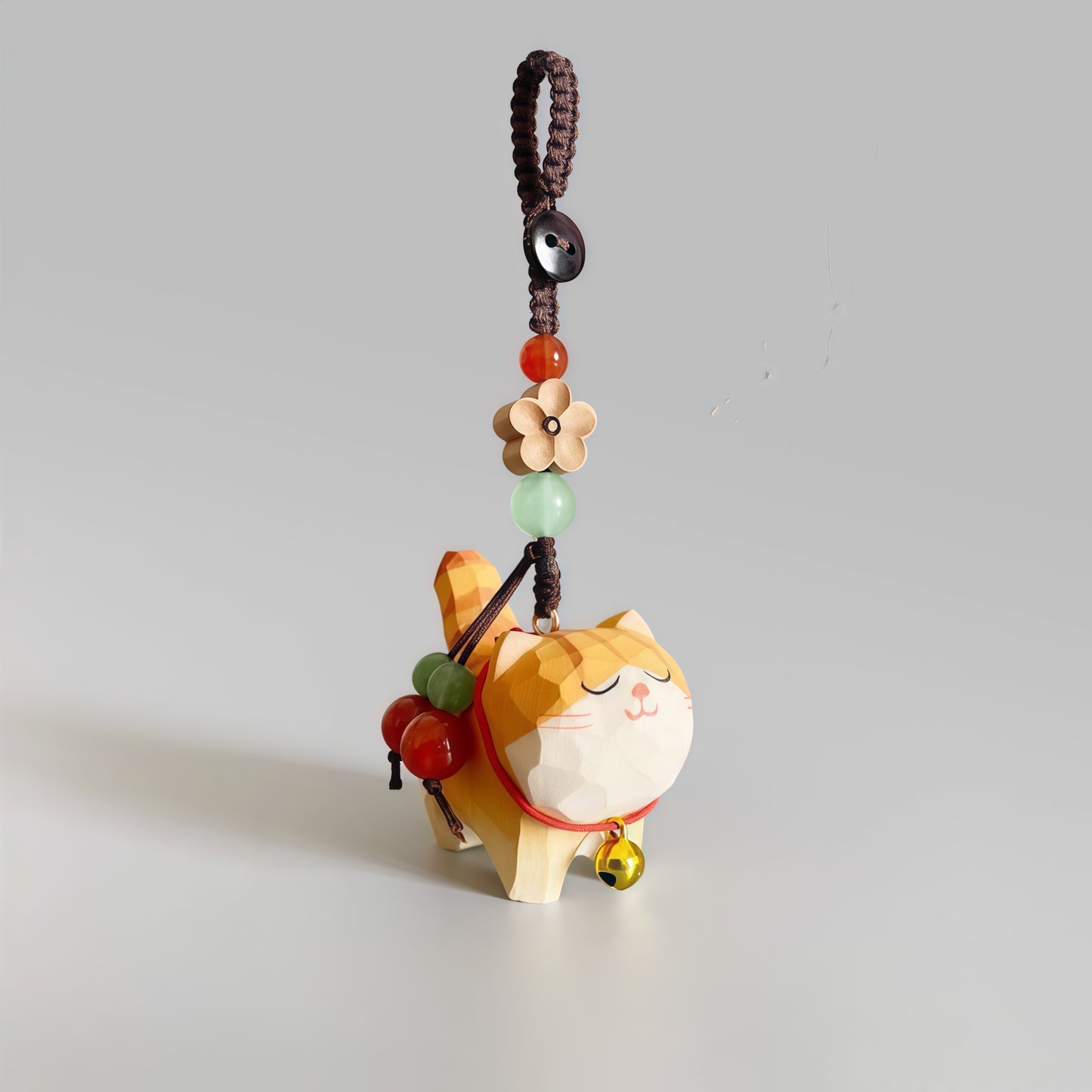 Hand-Carved Wooden Cat Key Pendant Car Key Pendant