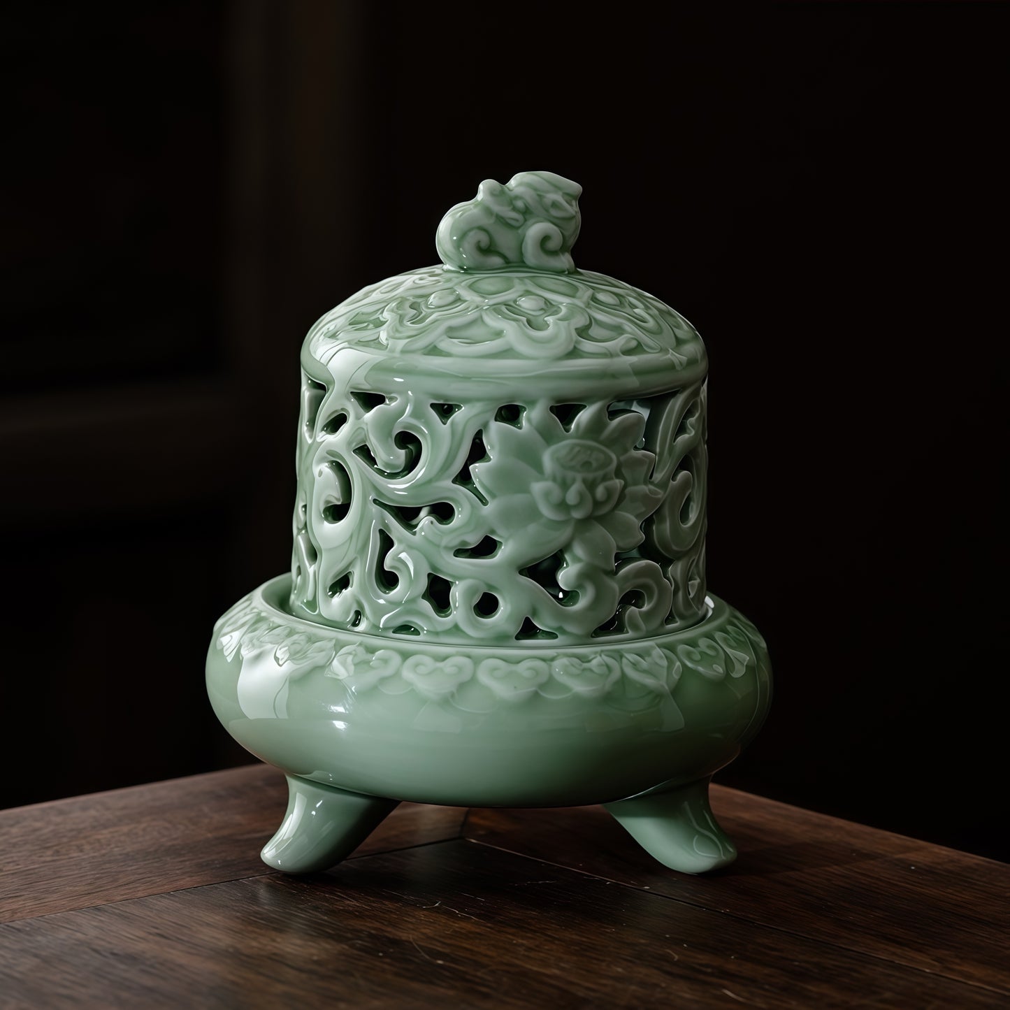 Celadon Pixiu Three-Foot Incense Burner