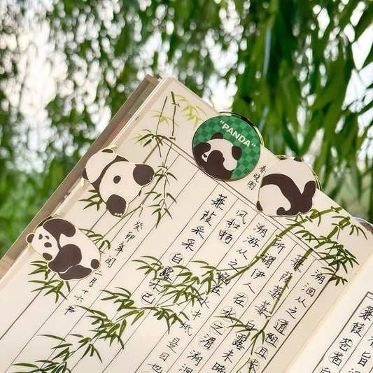 Cute Metal Panda Bookmark Set