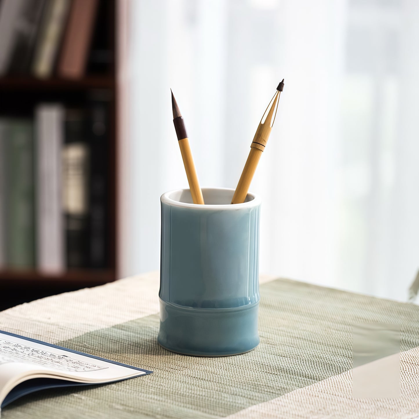 Light Blue Ceramic Pen Holder